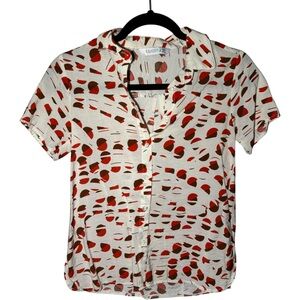 Compania Fantastica Women's XS‎ Button Down Collared Geometric Top Blouse Shirt